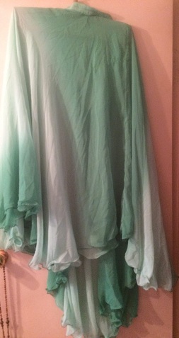 Зеленая двойная юбка-солнце, градиент цвета, недорого.